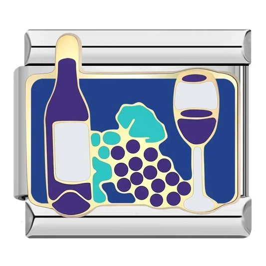 Wine and Grapes Italian Silver Charm