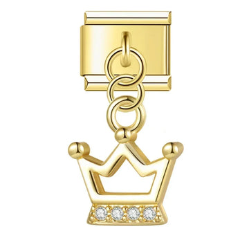 Crystal Crown v3 Italian Dangle Gold Charm