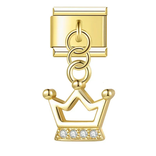 Crystal Crown v3 Italian Dangle Gold Charm