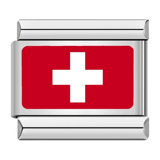 Switzerland Country Flag Italian Silver Charm