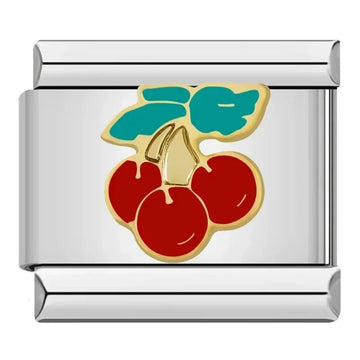 Ruby Cherries Italian Silver Charm