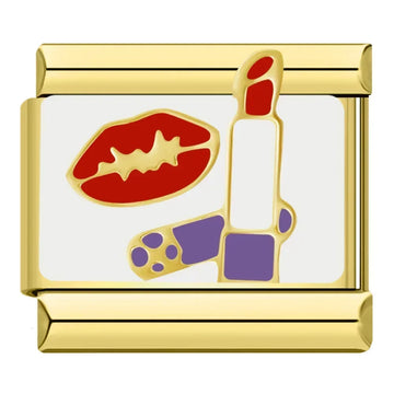 Dangling Lipstick Italian Gold Charm
