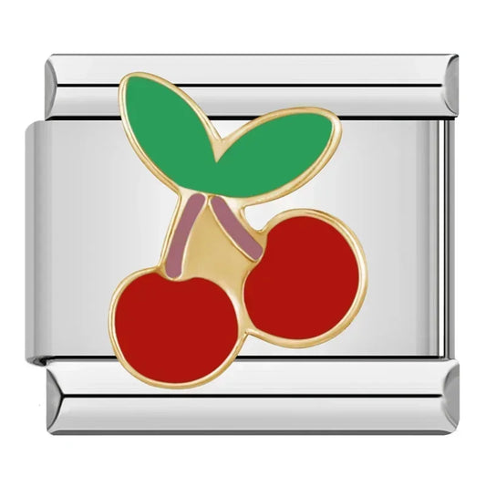 Cherries Italian Silver Charm