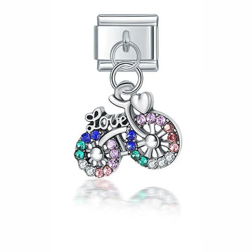 Love Bicycle Italian Dangle Silver Charm