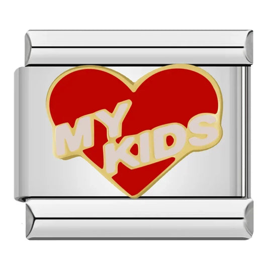 My Kids Red Heart Italian Silver Charm