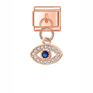 Evil Eye Italian Dangle Rose Charm