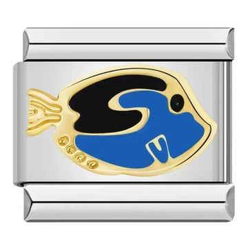 Blue Tang Fish Italian Silver Charm