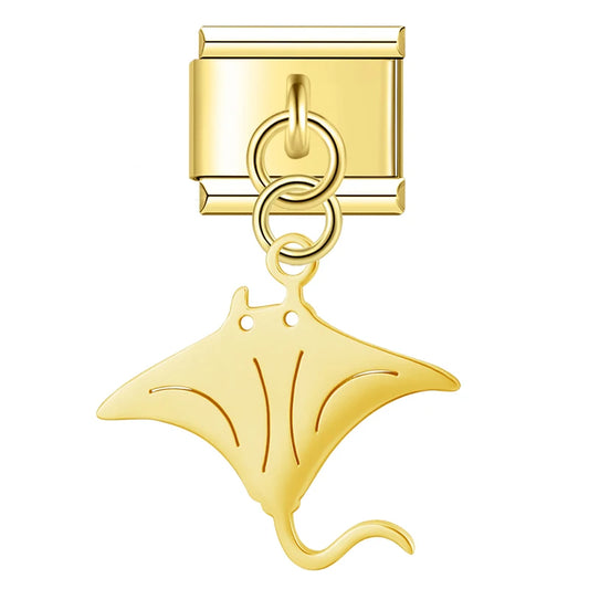 Manta Ray Gold Italian Dangle Gold Charm
