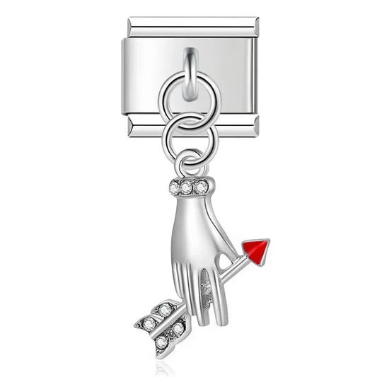Cupids Arrow Italian Dangle Silver Charm