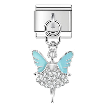 Green Fairy Dangle Italian Silver Charm