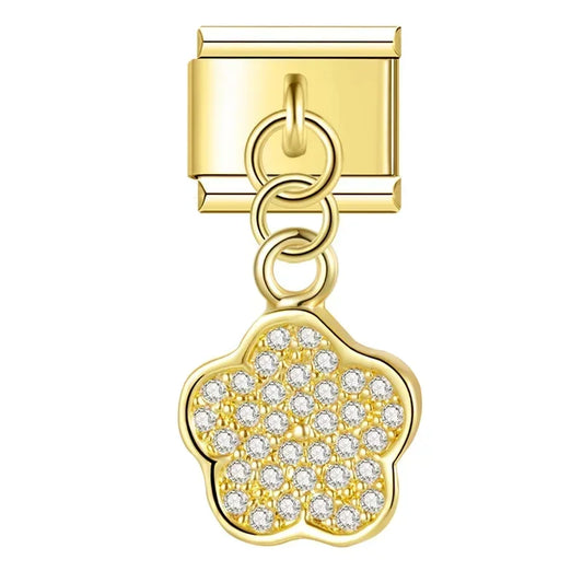 Flower v2 Italian Dangle Gold Charm