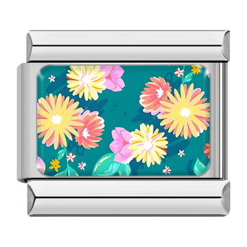 Multicolor Chrysanthemum Italian Silver Charm