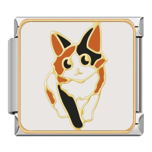 Calico Cat Italian Silver Charm