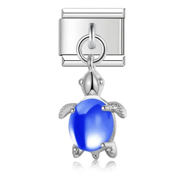 Sea Blue Turtle Italian Dangle Silver Charm