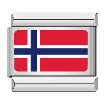 Norway Country Flag Italian Silver Charm
