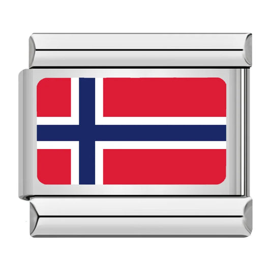 Norway Country Flag Italian Silver Charm