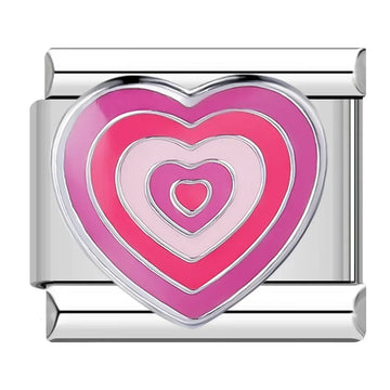 Pink Heart v1 Italian Silver Charm