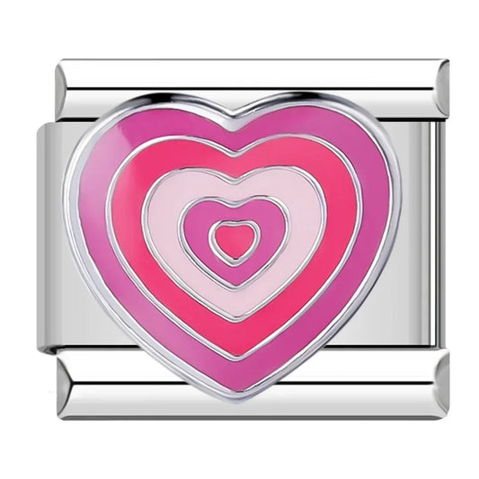 Pink Heart v1 Italian Silver Charm
