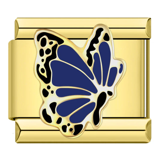Blue Butterfly v2 Italian Gold Charm