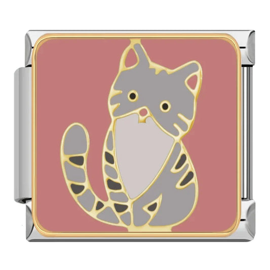 Grey Cat Italian Silver Charm