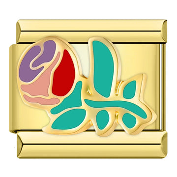 Rose On Gold Italian Gold Charm