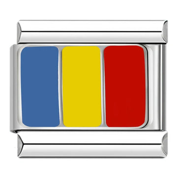 Romania Country Flag Italian Silver Charm