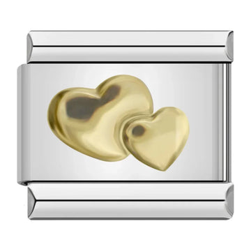 Couple Heart Italian Silver charm