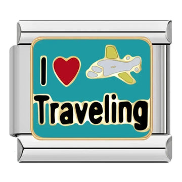 I Love Traveling Italian Silver Charm