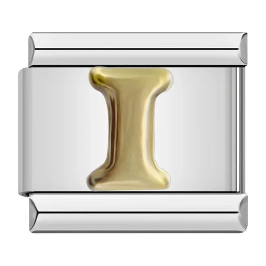 Alphabet Letter I Italian Silver Charm