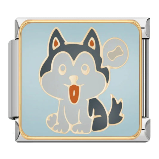 Husky Dog Italian Silver Charm