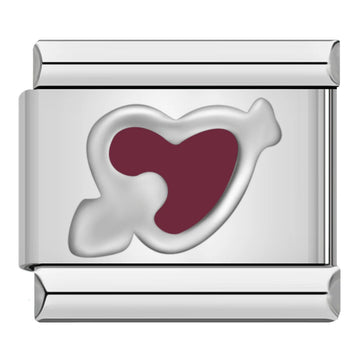 Brown Heart With Arrow Italian Silver Charm