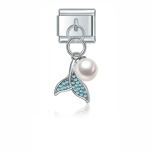 Blue Mermaid Pendant Italian Dangle Silver Charm