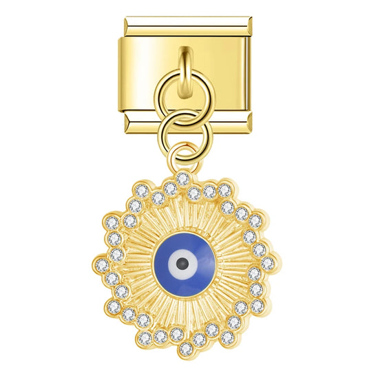 Evil Eye v8 Italian Dangle Gold Charm