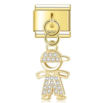 Crystal Man v5 Italian Dangle Gold Charm