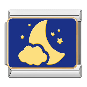 Night Sky Moon Italian Silver Charm