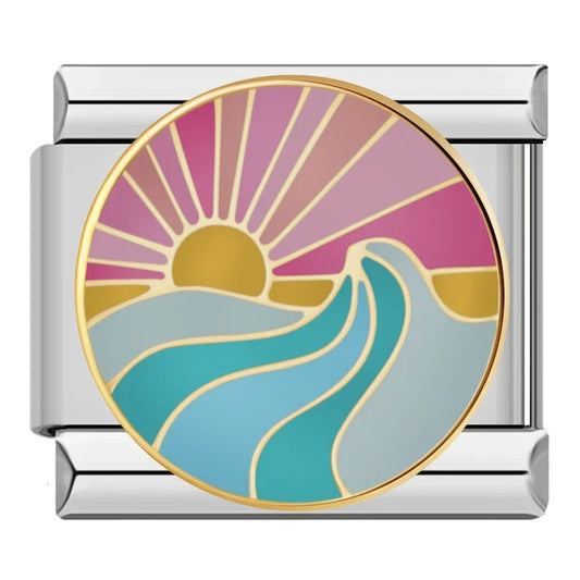 Sunset Wave Italian Silver Charm