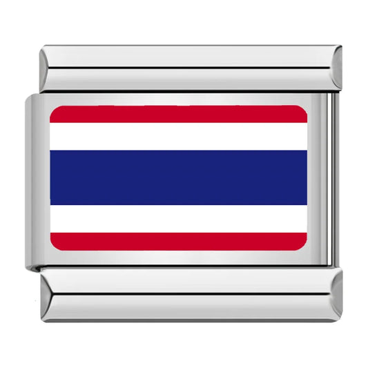 Thailand Country Flag Italian Silver Charm