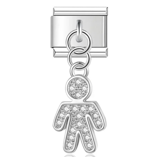 Crystal Man v2 Italian Dangle Sliver Charm