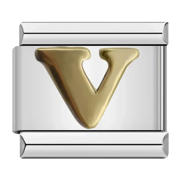Alphabet Letter V Italian Silver Charm