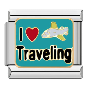 I Love Traveling Italian Silver Charm