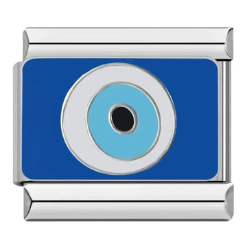 Blue Plate Evil Eye Italian Silver Charm