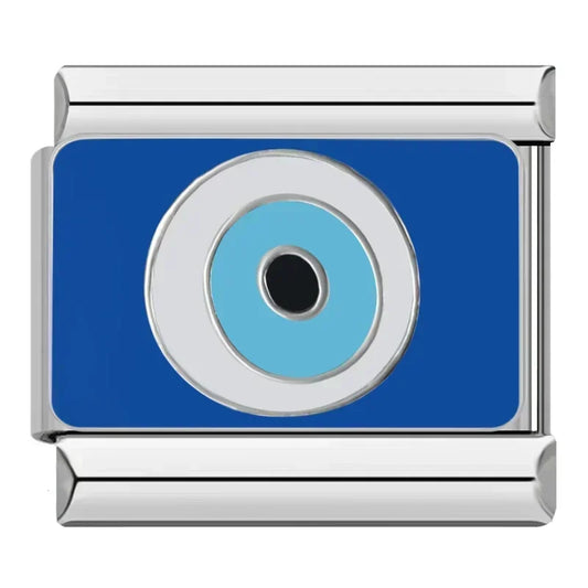 Blue Plate Evil Eye Italian Silver Charm
