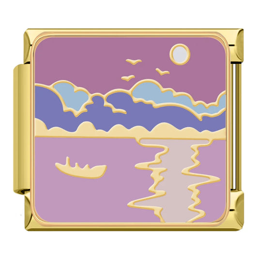 Dawn Sea Italian Gold Charm