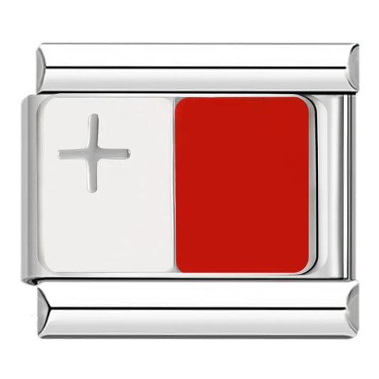 Malta Country Flag Italian Silver Charm