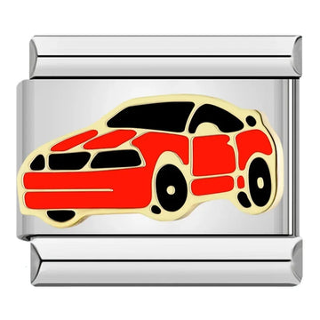 Red Black Car Italian Silver Charm