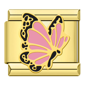 Pink Butterfly Italian Gold Charm