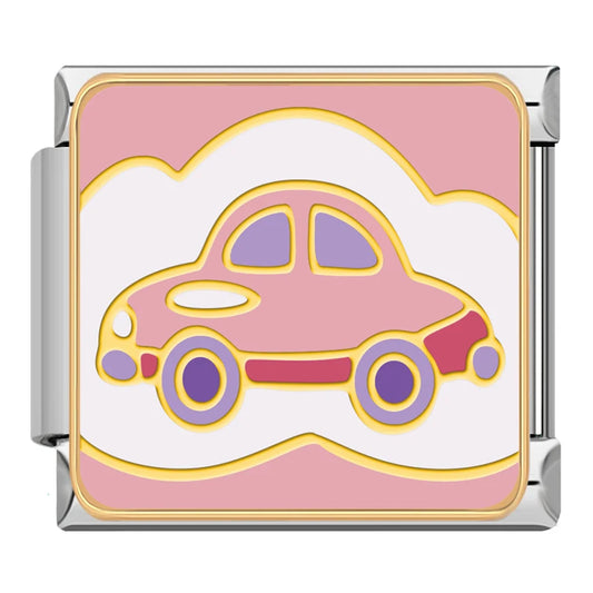 Pink Car Italian Silver Charm
