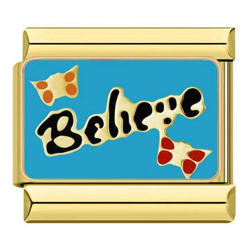 Believe Italian Gold Charm
