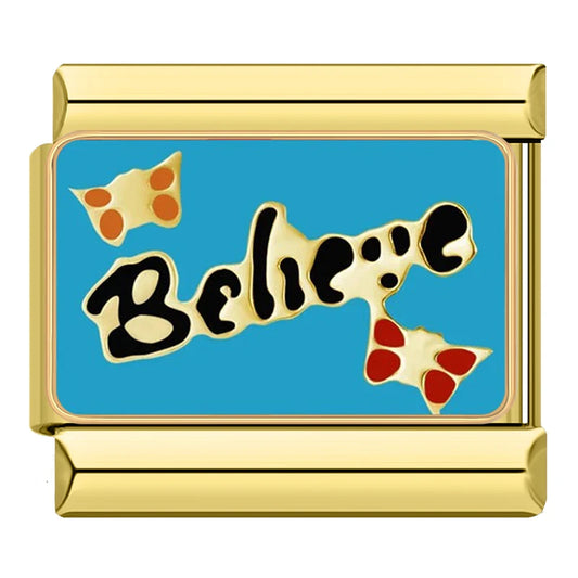 Believe Italian Gold Charm