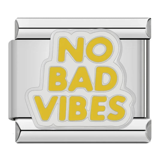 No Bad Vibes Italian Silver Charm